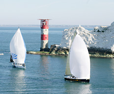 Sail boats along the coast of the U.K.
